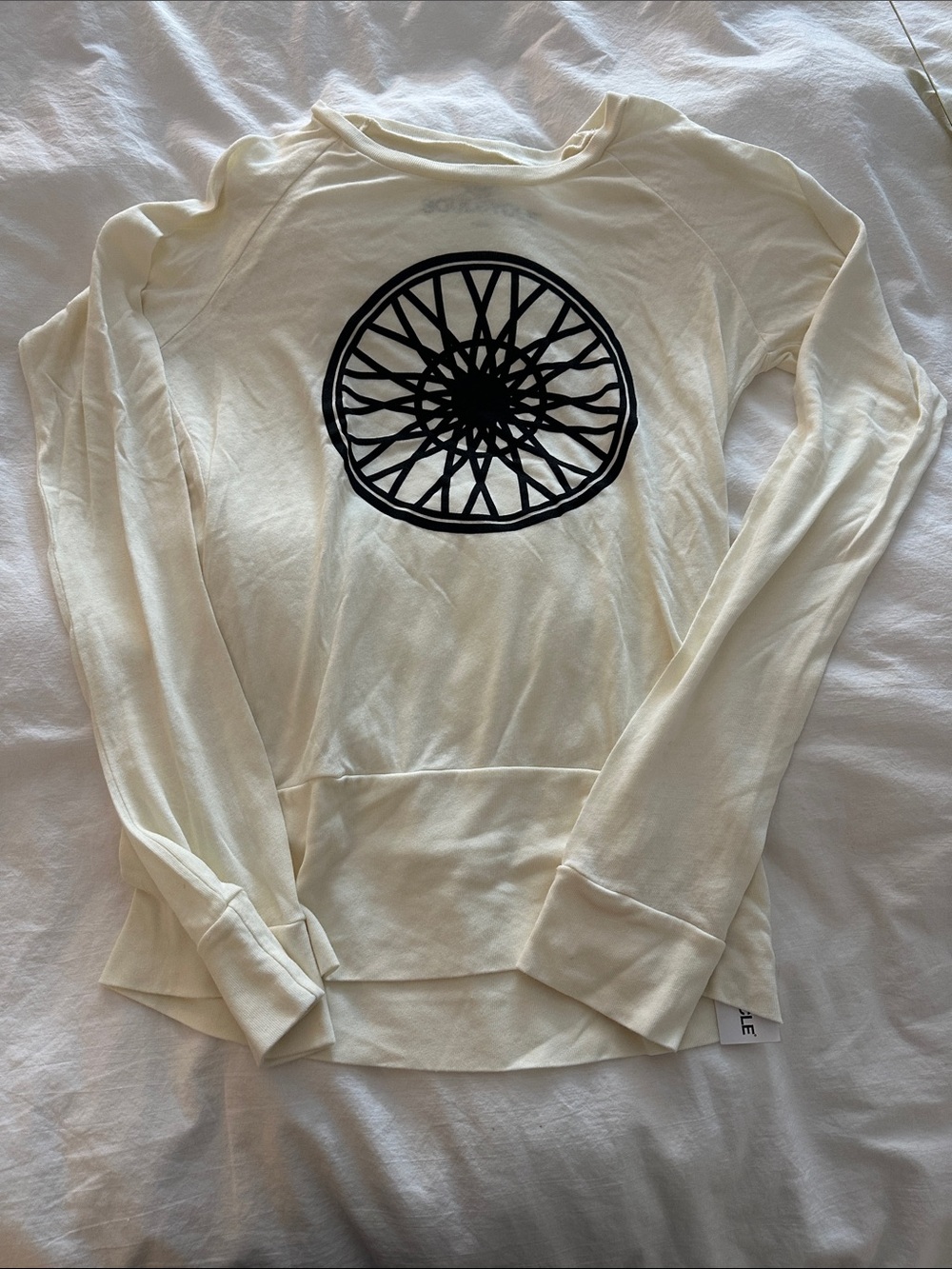 Cream Long Sleeve Pullover with Black Soul Cycle logo Graphic